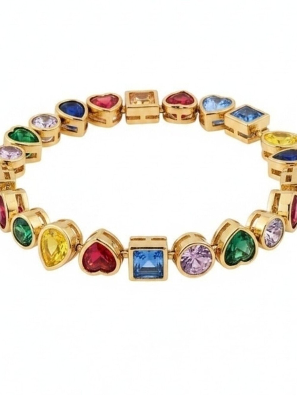 🌈▪️Camila Coelho▪️ Gemstone  jeweled Multicolor Cubic Zirconia Gold Bracelet
